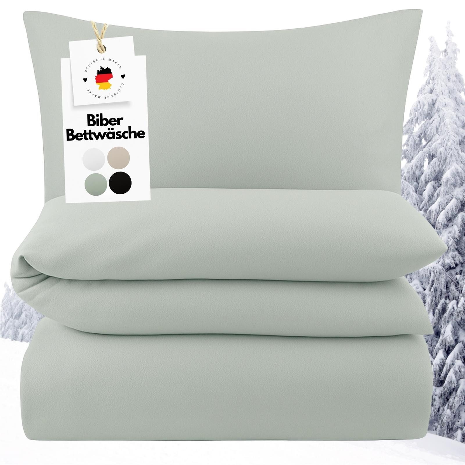 Carpe Sonno Bettwäsche Biber Bettwäsche Salbeigrün günstig online kaufen