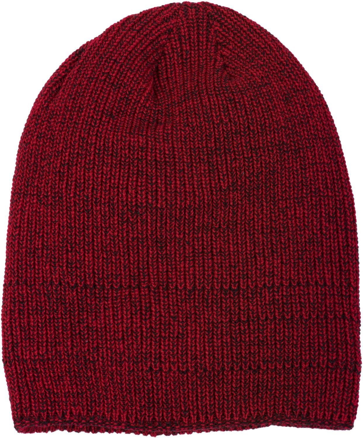 Rot-Schwarz styleBREAKER Mütze Fleece (1-St) Melierte Feinstrick Beanie Strickmütze mit