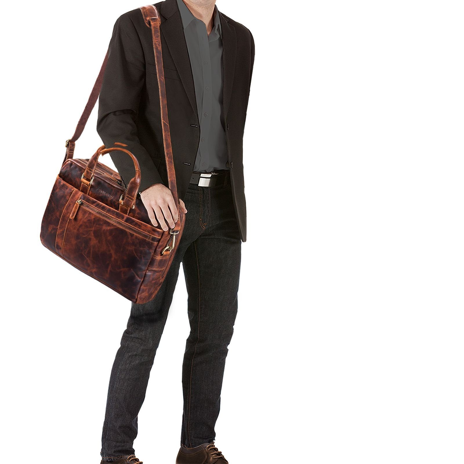 STILORD Laptoptasche "Nico" Große Businesstasche aus Hochwertigem Leder 15.6 Zoll