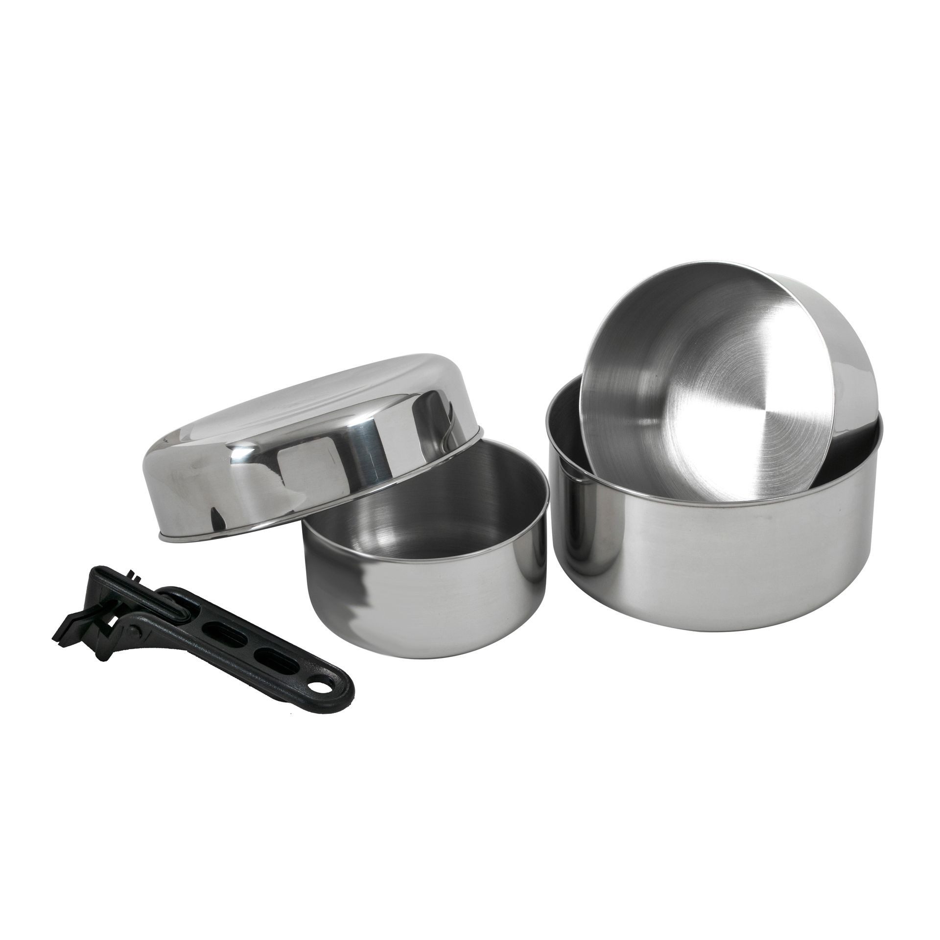 BasicNature Kochtopf BasicNature Biwak Edelstahl 2 Campingtopfset – Kochset, BasicNature Campingtopfset 'Biwak Edelstahl', 2
