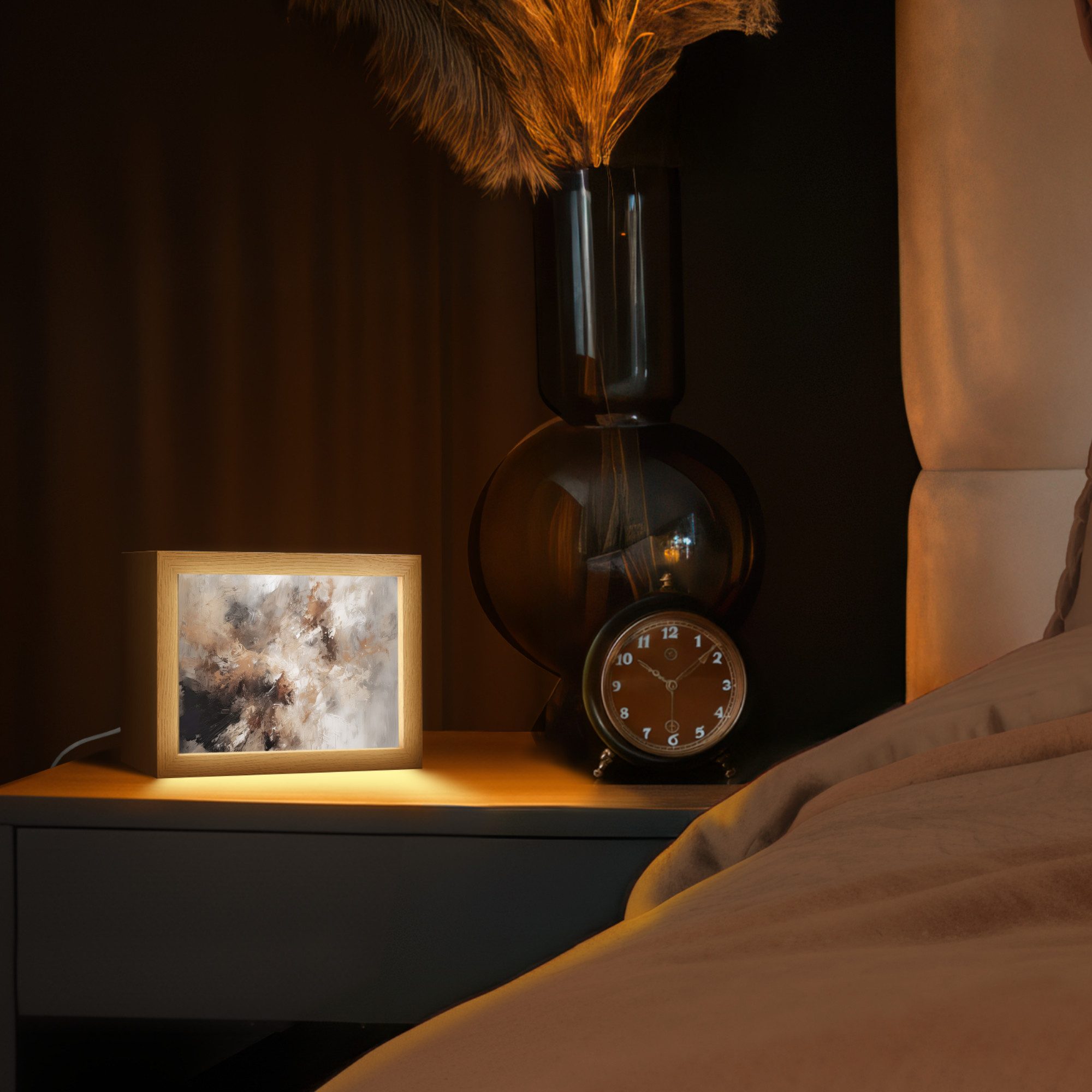 OnlyWow Tischleuchte Farbe - Abstrakt - Beige - Kunst, Dimmbar, Farbwechsel, LED, Warmweiß, Kaltweiß, Neutralweiß Einstellbar, Tischlampe, Schreibtischlampe, Desk, Dimmbar, mit Kabel, LED