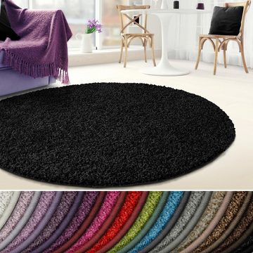 Hochflor-Teppich Madrid, Wohnteppich in verschiedenen Farben & Größen, Teppichläufer, Karat, rund