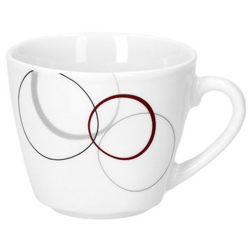 van Well Tasse 6er Set Kaffeetasse 20cl und Untertasse Palazzo Porzellan mit Kreisen