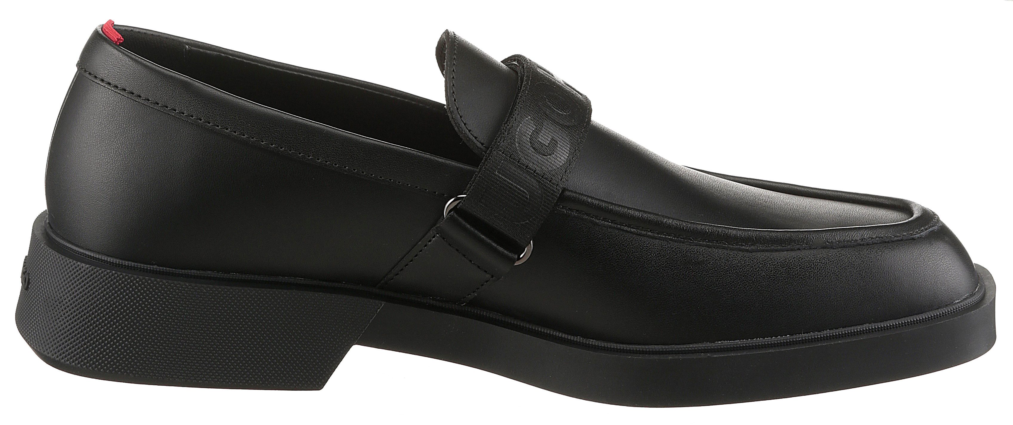 HUGO Iker Slipper, Schlupfschuh, Halbschuh, Loafer, Anzugschuh mit Klettriemchen