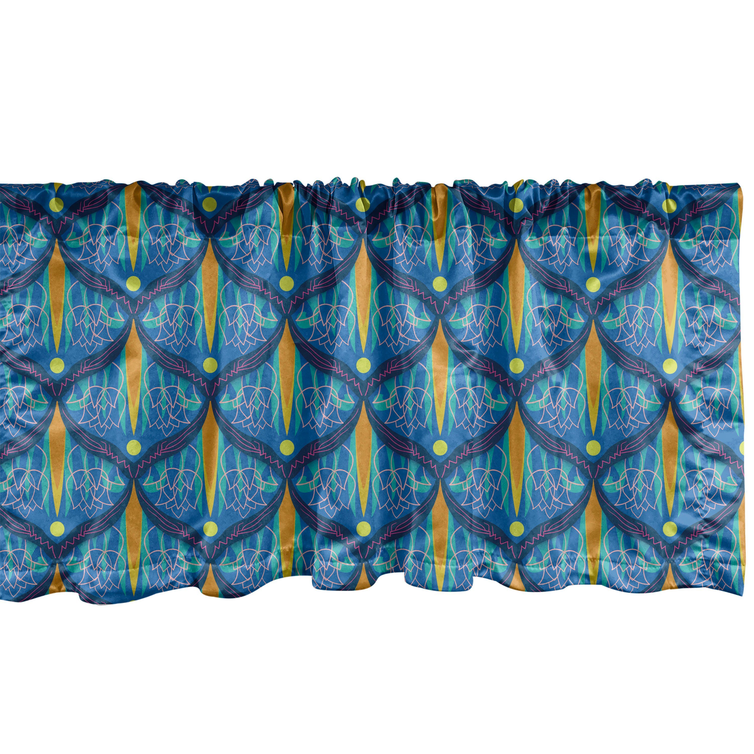 Scheibengardine Vorhang Volant für Küche Schlafzimmer Dekor mit Stangentasche, Abakuhaus, Microfaser, Antique Oriental Tulip Motiv Kunst