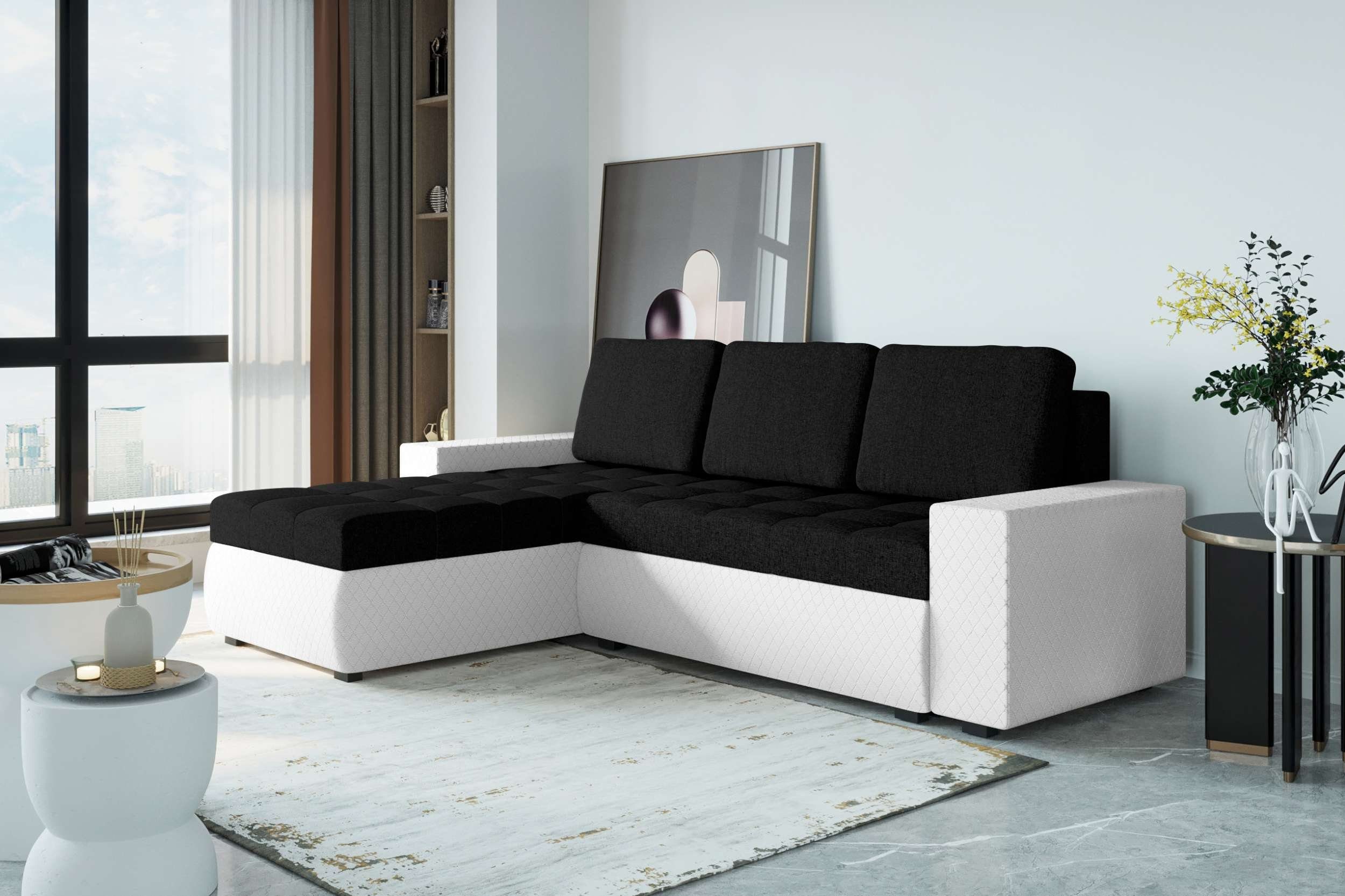 Stylefy Ecksofa Miranda, L-Form, Eckcouch, Sofa, Sitzkomfort, mit Bettfunktion, mit Bettkasten, Modern Design