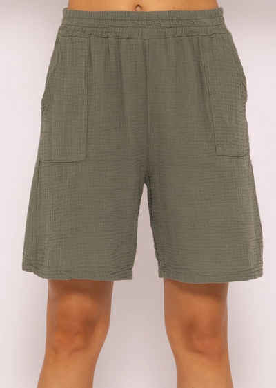 SASSYCLASSY Bermudas Musselin Sommer Hose Damen Kurz - Шорти Damen 100 % Baumwolle (Musselin), atmungsaktiv, sehr leicht, Made in Italy