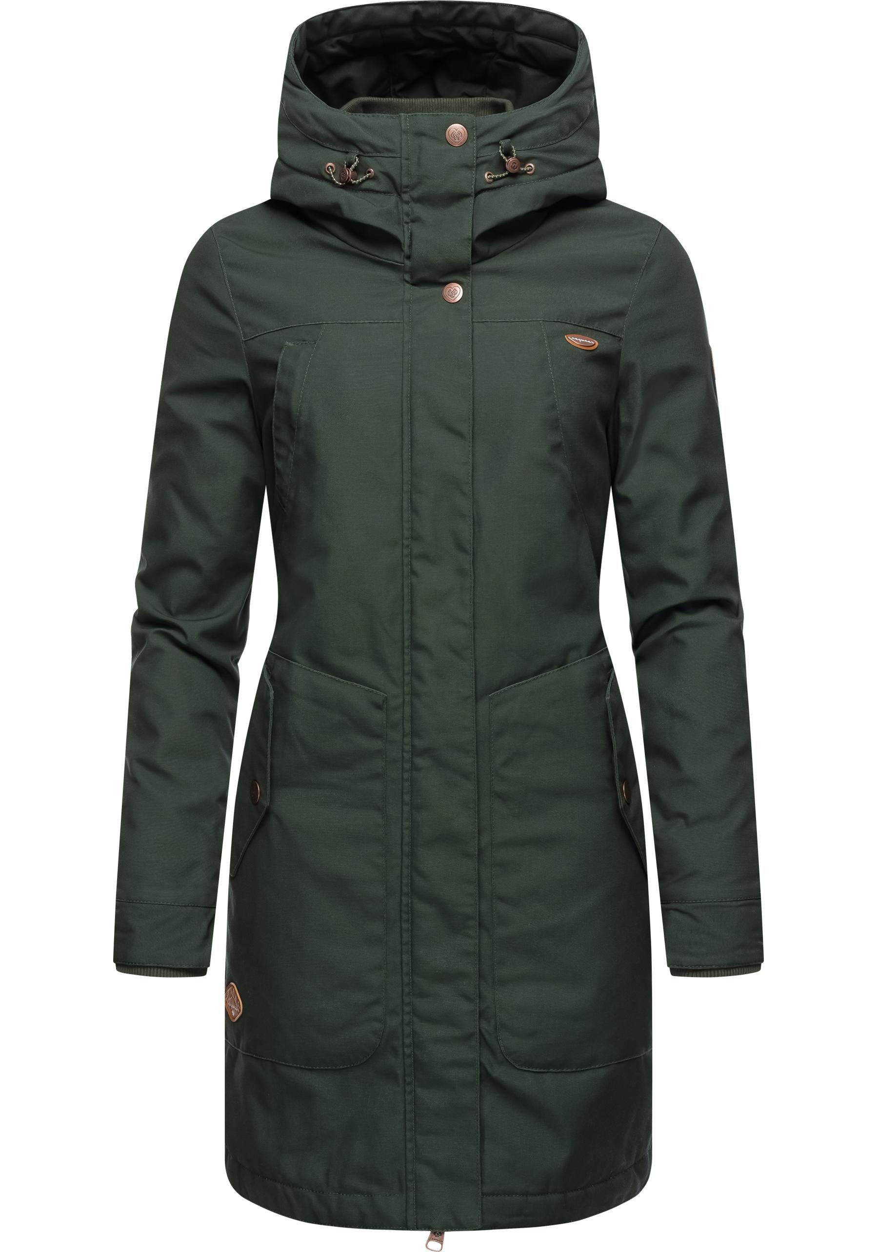 Damen Winterparka Jannisa olivgrün Ragwear stylischer Wintermantel Kapuze mit