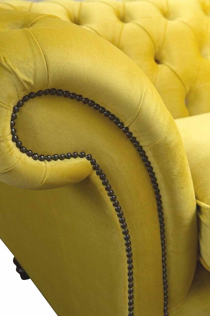 JVmoebel Sofa Textil 3 Sofa, Couch Europe 230cm Stoff Gelb In Polster Made Design Sitzer