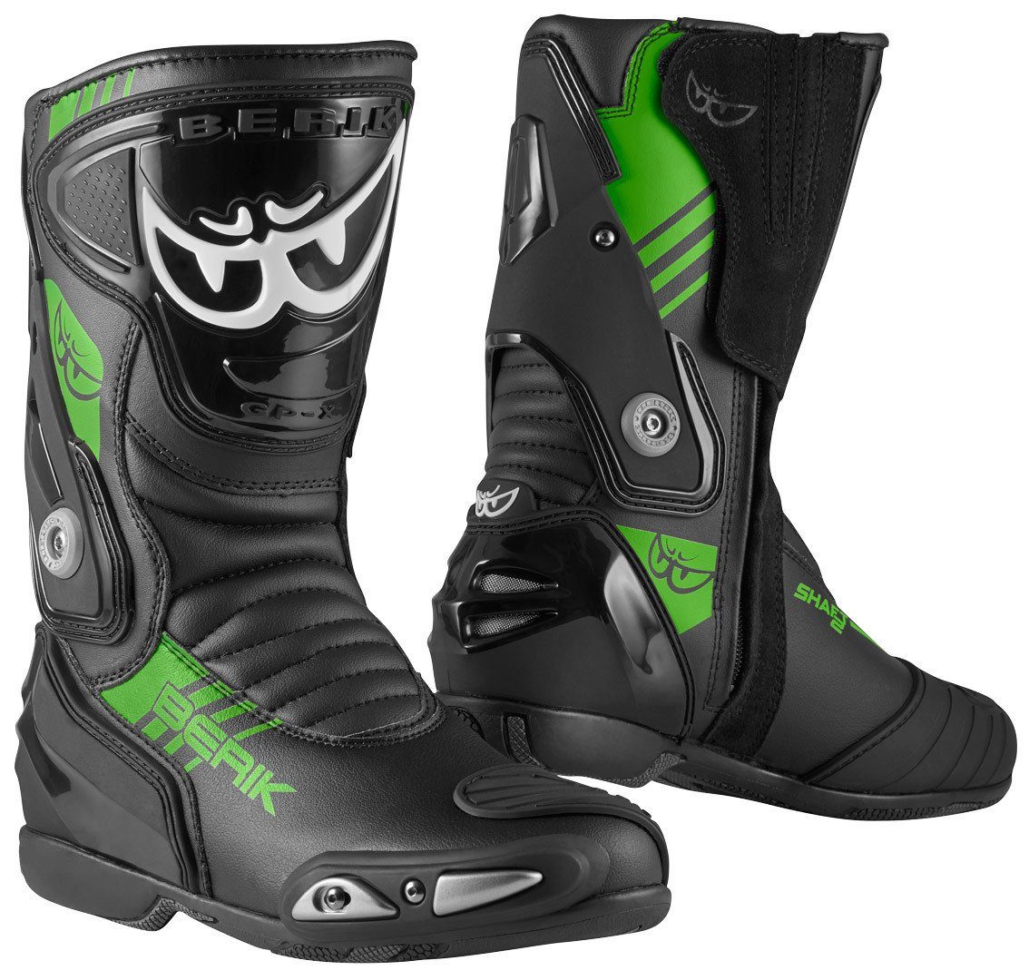 Berik Shaft 3.0 Motorradstiefel Motorradstiefel Black/Green | Motorradstiefel