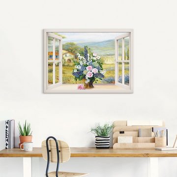 Artland Leinwandbild Blumenbouquet am weißen Fenster, Arrangements (1 St), auf Keilrahmen gespannt