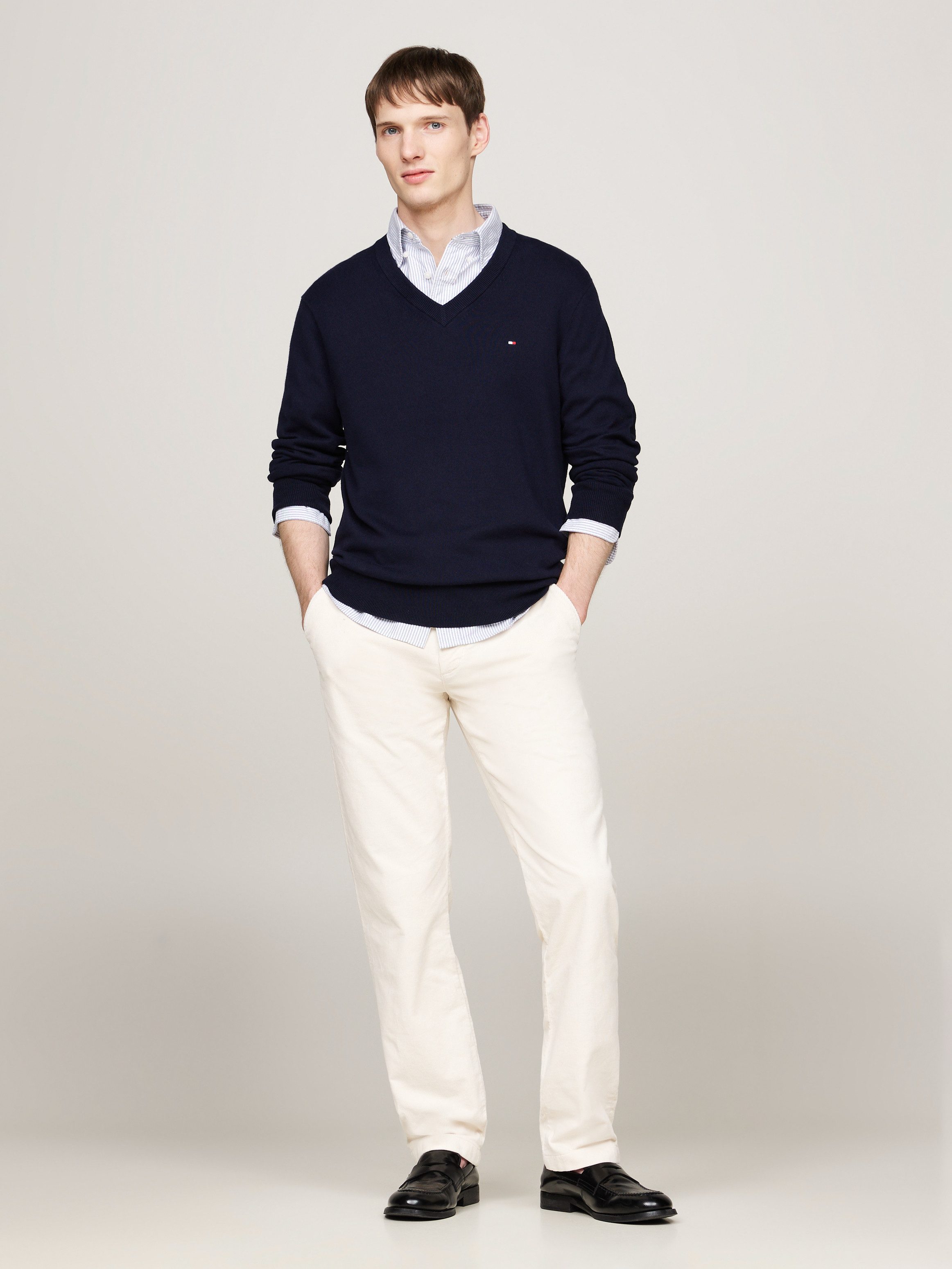 Tommy Hilfiger V-Ausschnitt-Pullover PIMA ORG CTN CASHMERE V NECK