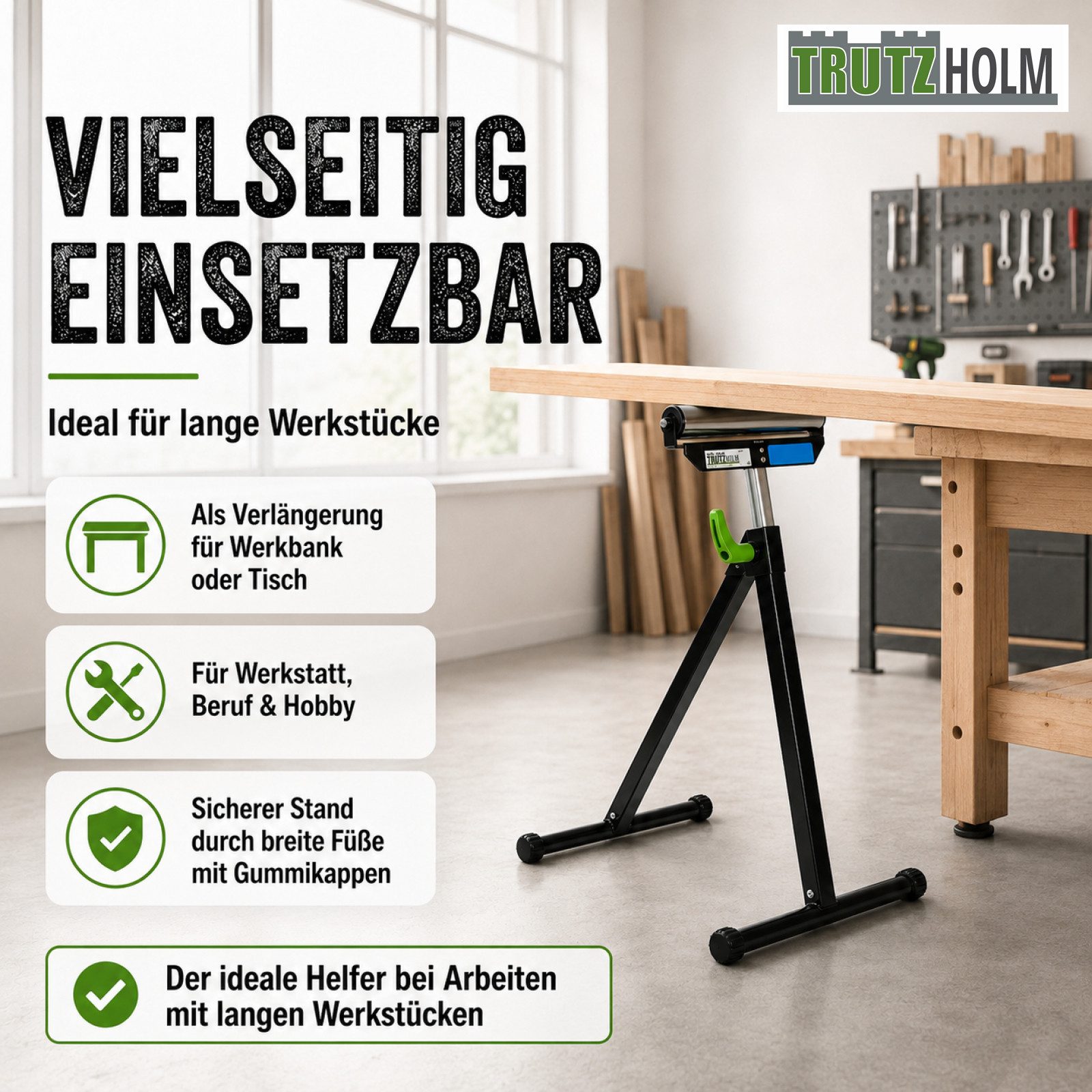 TRUTZHOLM Gerüst 2x Rollenbock 90 kg höhenverstellbar bis 109cm 30 cm Rollenbreite, (Spar-Set), klappbar