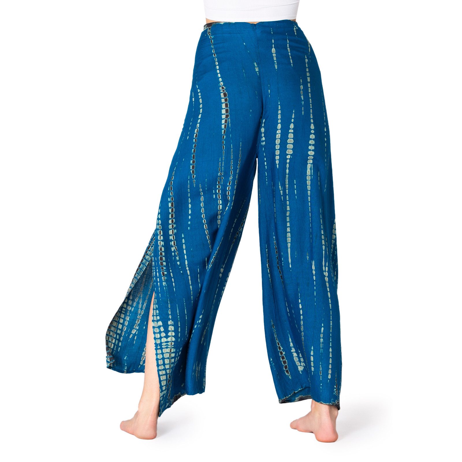 PANASIAM Palazzohose Sunshine Hosenrock im Tie-Dye Design luftige Wickelhose Palazzohose aus natürlicher Viskose Culotte mit weitem Bein für Urlaub Strand Büro