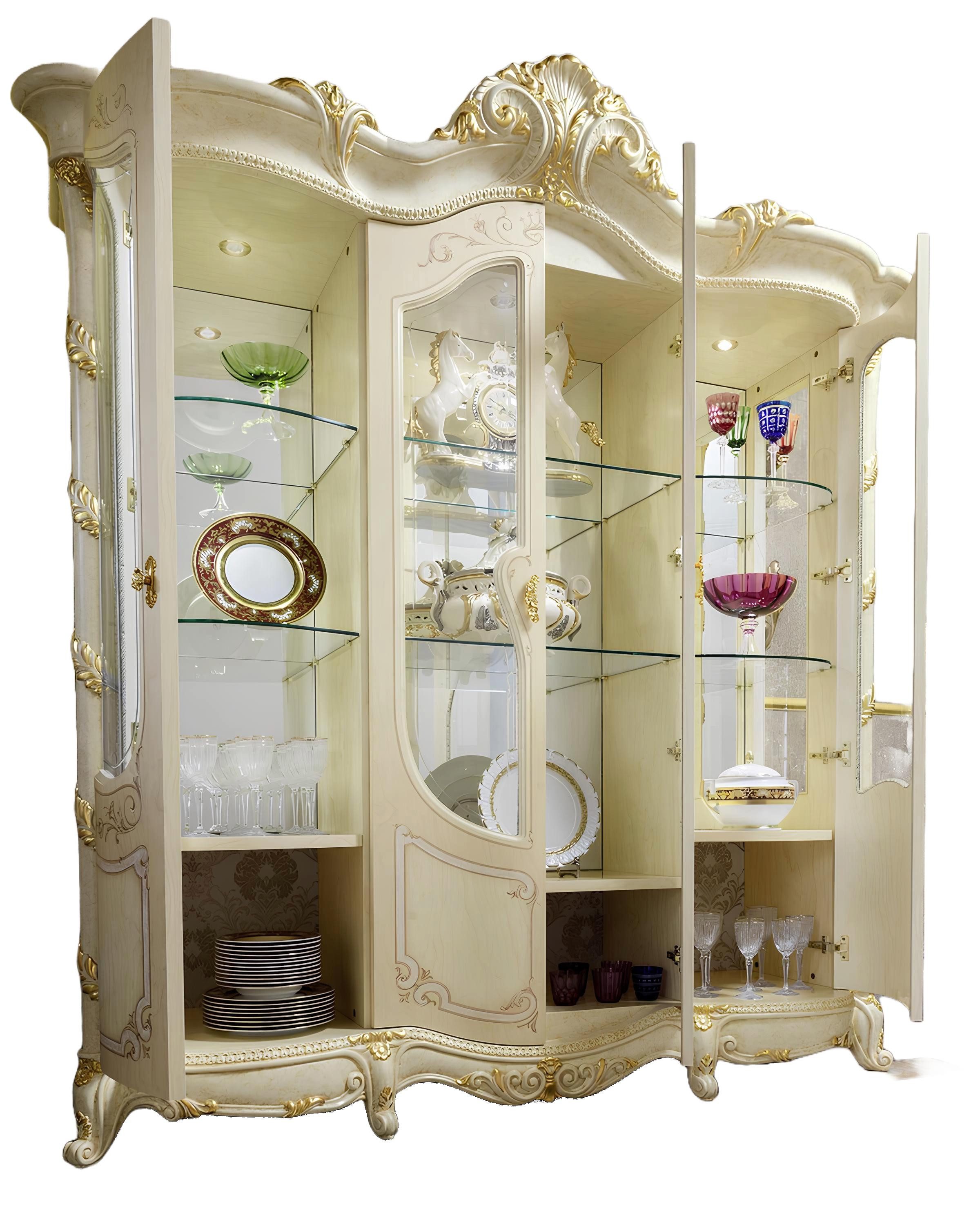 Xlmoebel Vitrine Luxuriöse Holzvitrine mit klassischem Design und edlen Verzierungen (1-St., Vitrine) Hergestellt in Europa