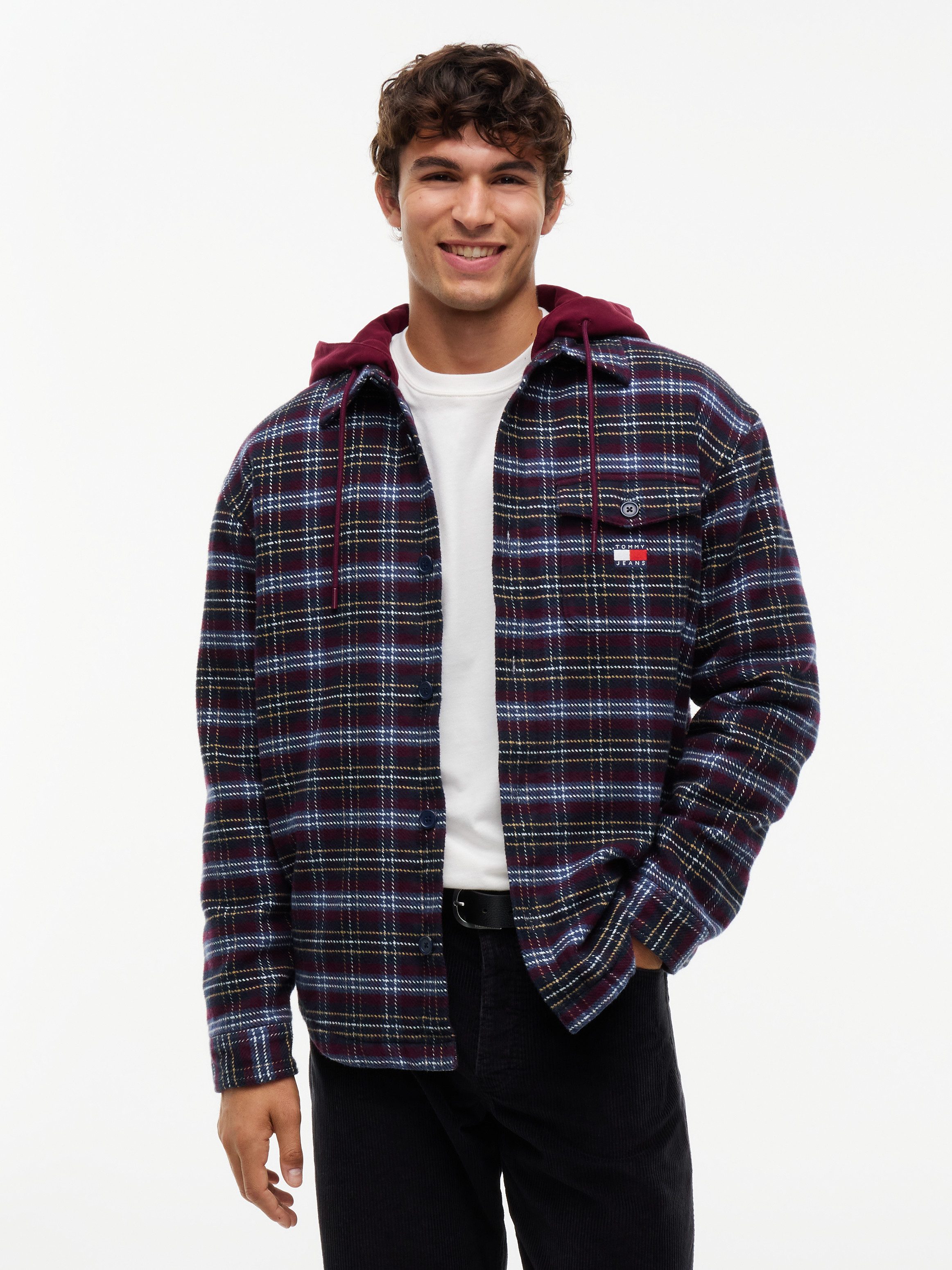 Tommy Jeans Hemdjacke TJM LOGO HOODED OVERSHIRT Oversized Fit