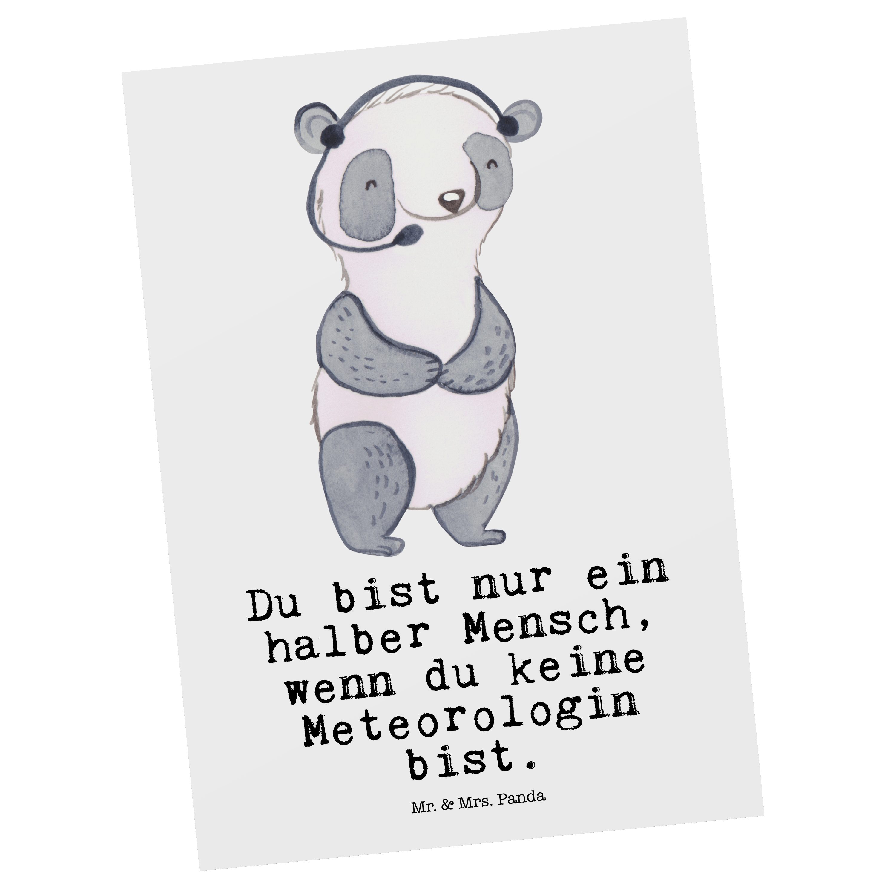 Mr. & Mrs. Panda Postkarte Meteorologin mit Herz - Weiß - Geschenk, Dankeskarte, Jubiläum, Ansic