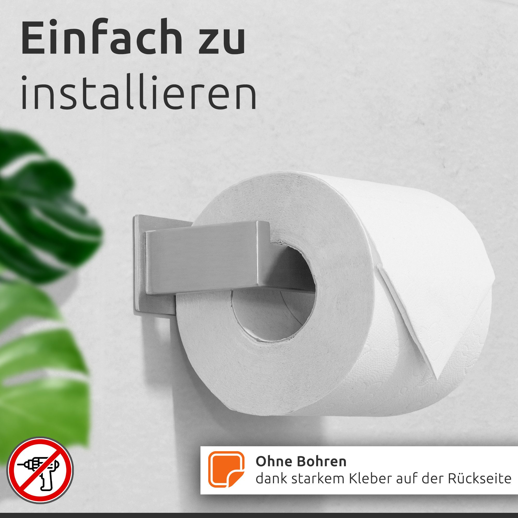 ECENCE Toilettenpapierhalter ohne Bohren selbstklebend Edelstahl 304 – Bild 5 von 5
