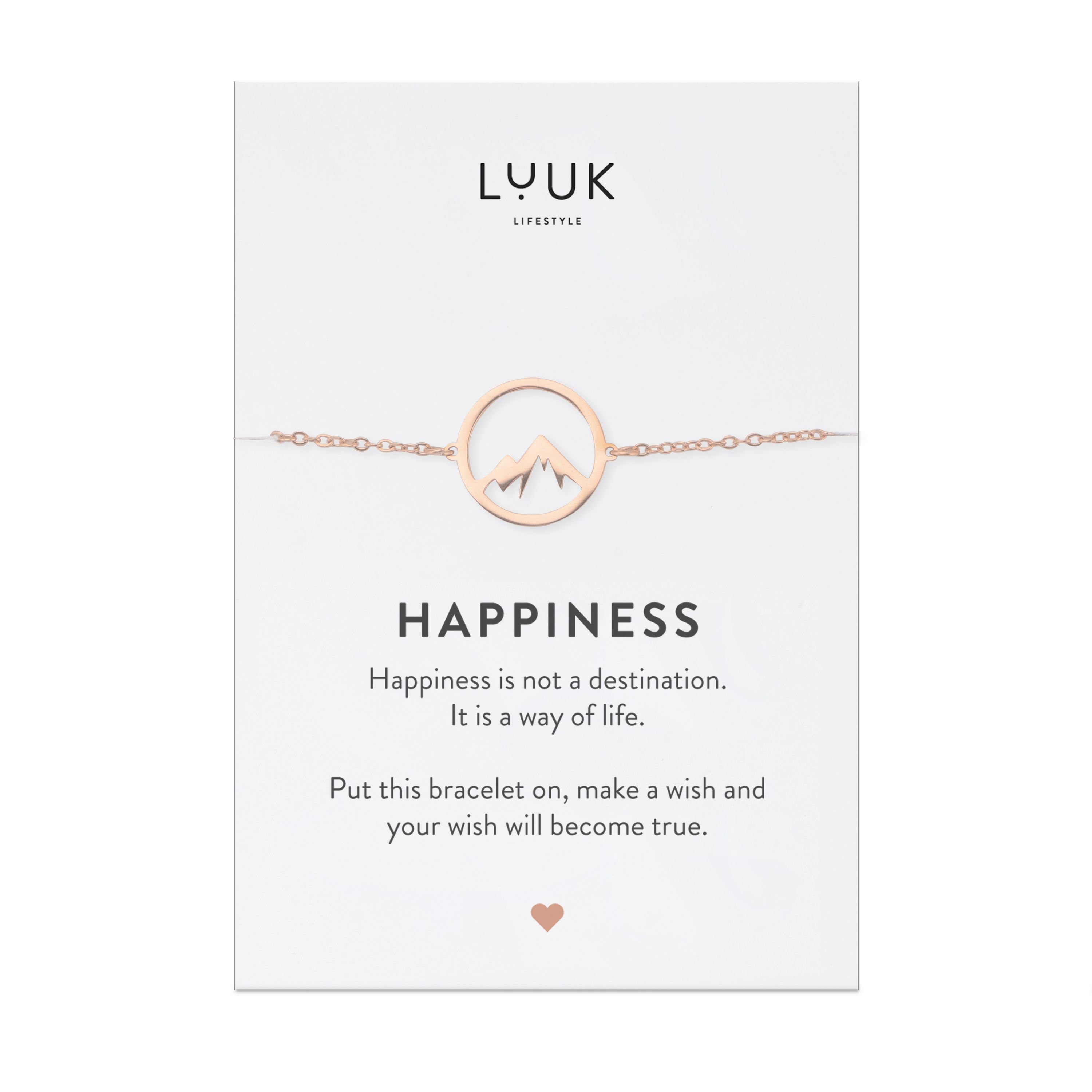 LUUK LIFESTYLE Edelstahlarmband Berggipfel, mit Happiness Spruchkarte