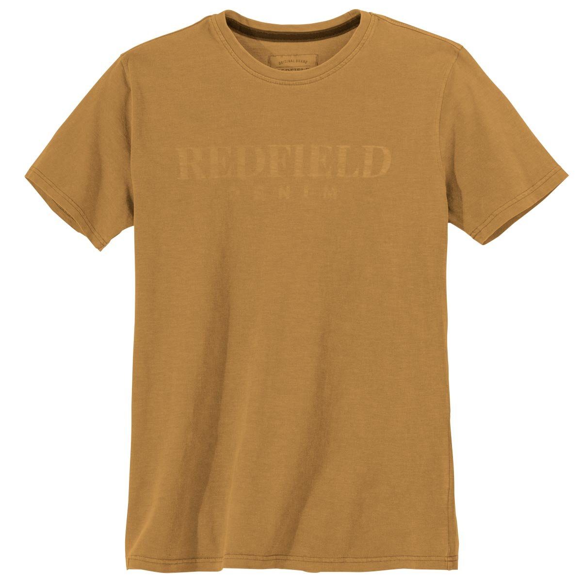 Herren Shirts redfield Rundhalsshirt Große Größen Vintage T-Shirt senfgelb Print Redfield