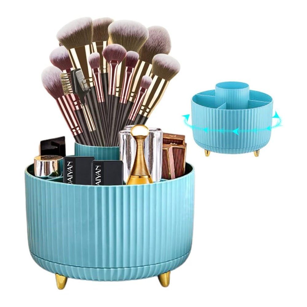 TUABUR Maniküre-Kosmetik-Etui 360 Kosmetikregal Pinsel-Organizer, drehbarer Hellblau °