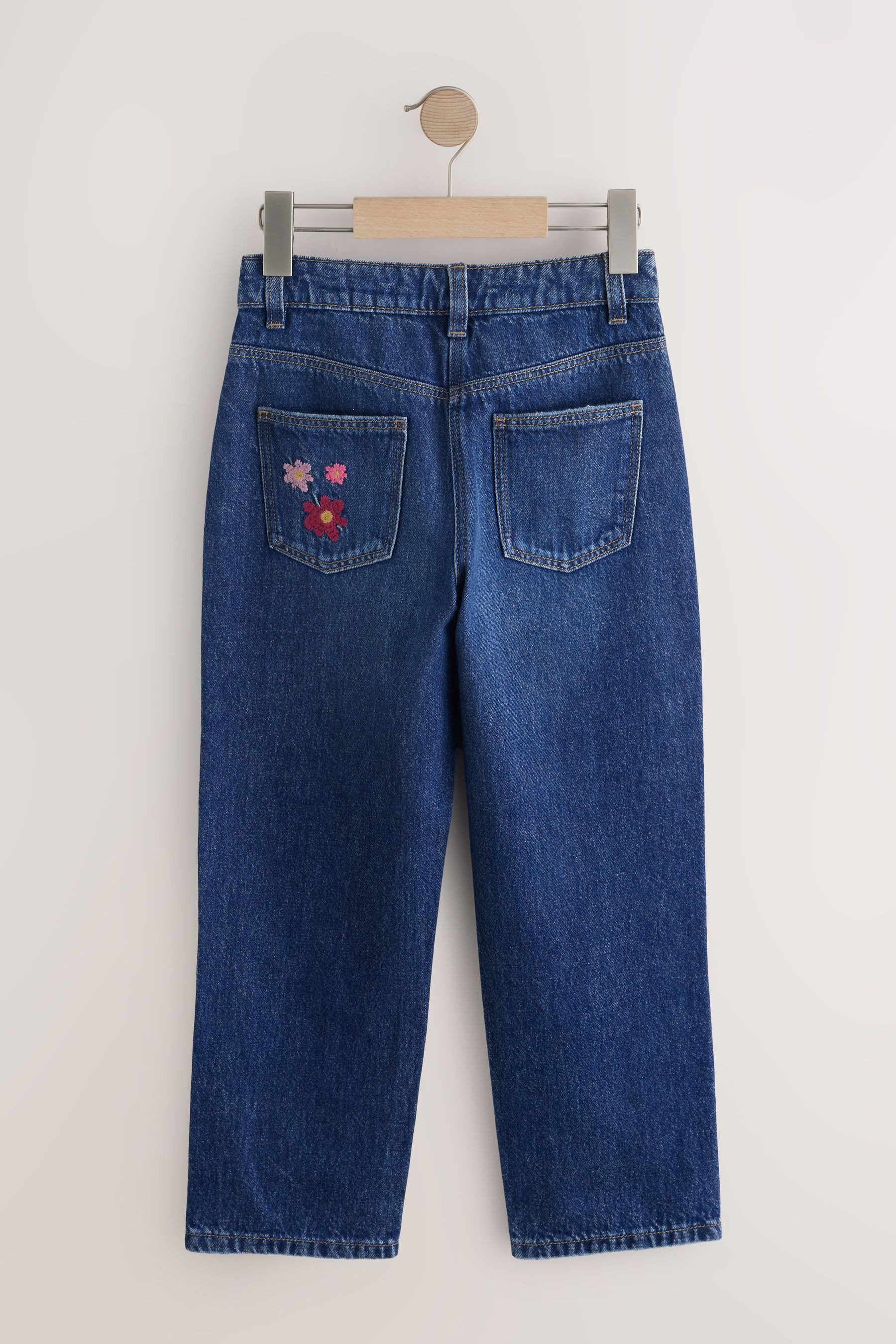 Next Straight-Jeans Jeans mit Blumenstickereien + geradem Beinschnitt (1-tlg)
