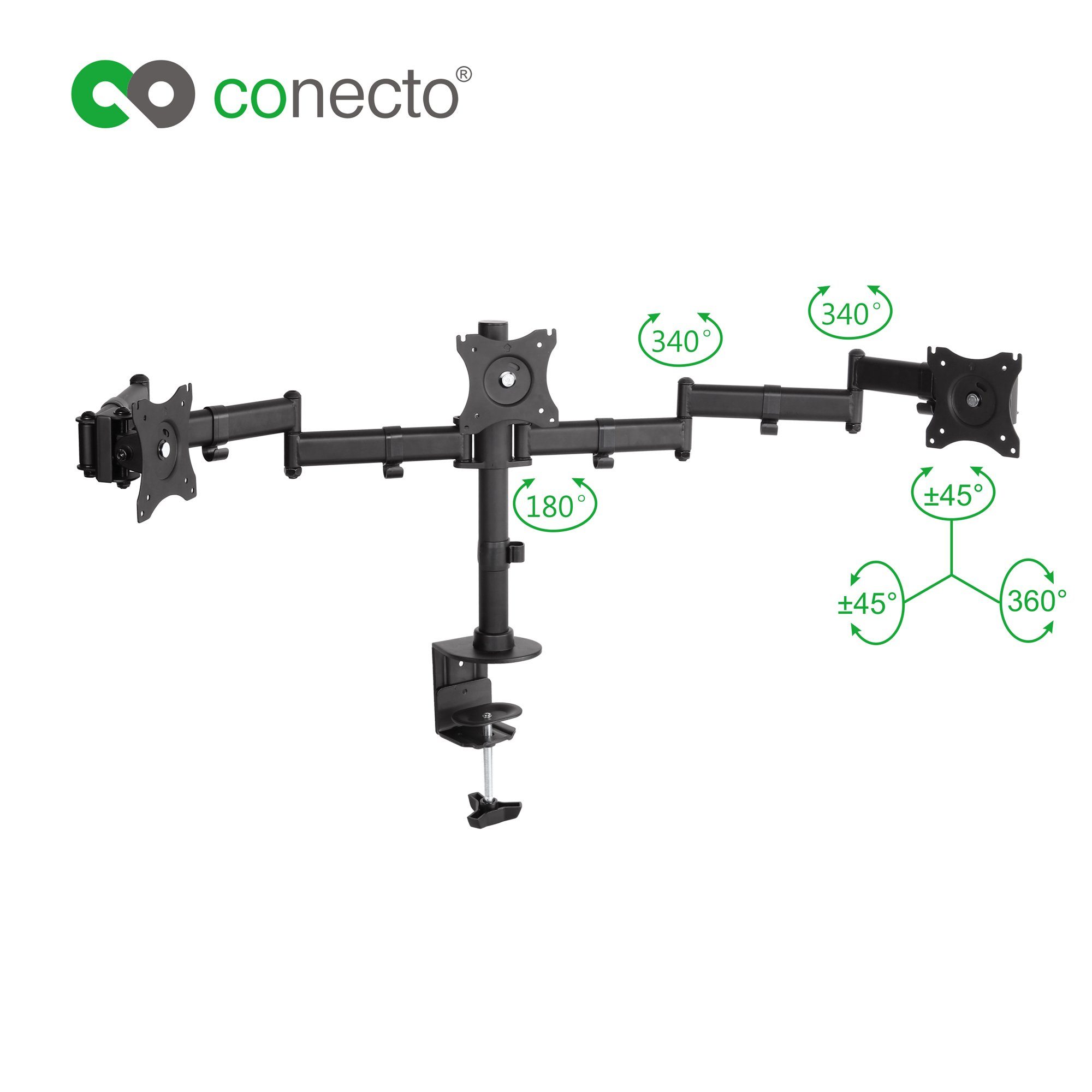 conecto Monitor-Halterung Schreibtischhalterung für 3 Monitore, (bis 27 Zoll, drehbar: 360)