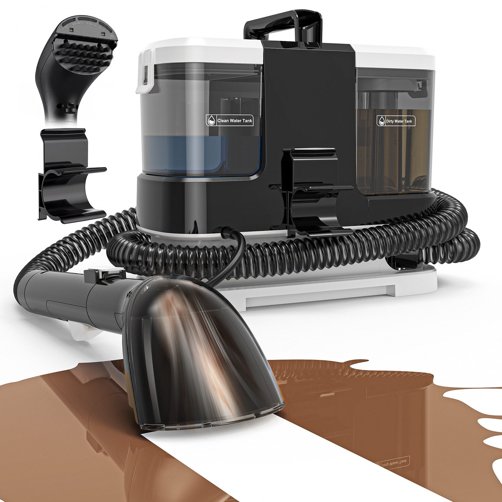 lubluelu Teppichreinigungsgerät V2 Teppichreiniger Waschsauger mit Heizfunktion Fleckenreiniger, 600 W, beutellos, mit 16000pa Saugkraft, für Sofas, Teppiche und Autositze