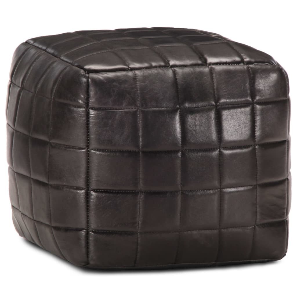 vidaXL Polsterhocker Pouf Schwarz 40 x 40 x 40 cm Echtes Ziegenleder (1 St)