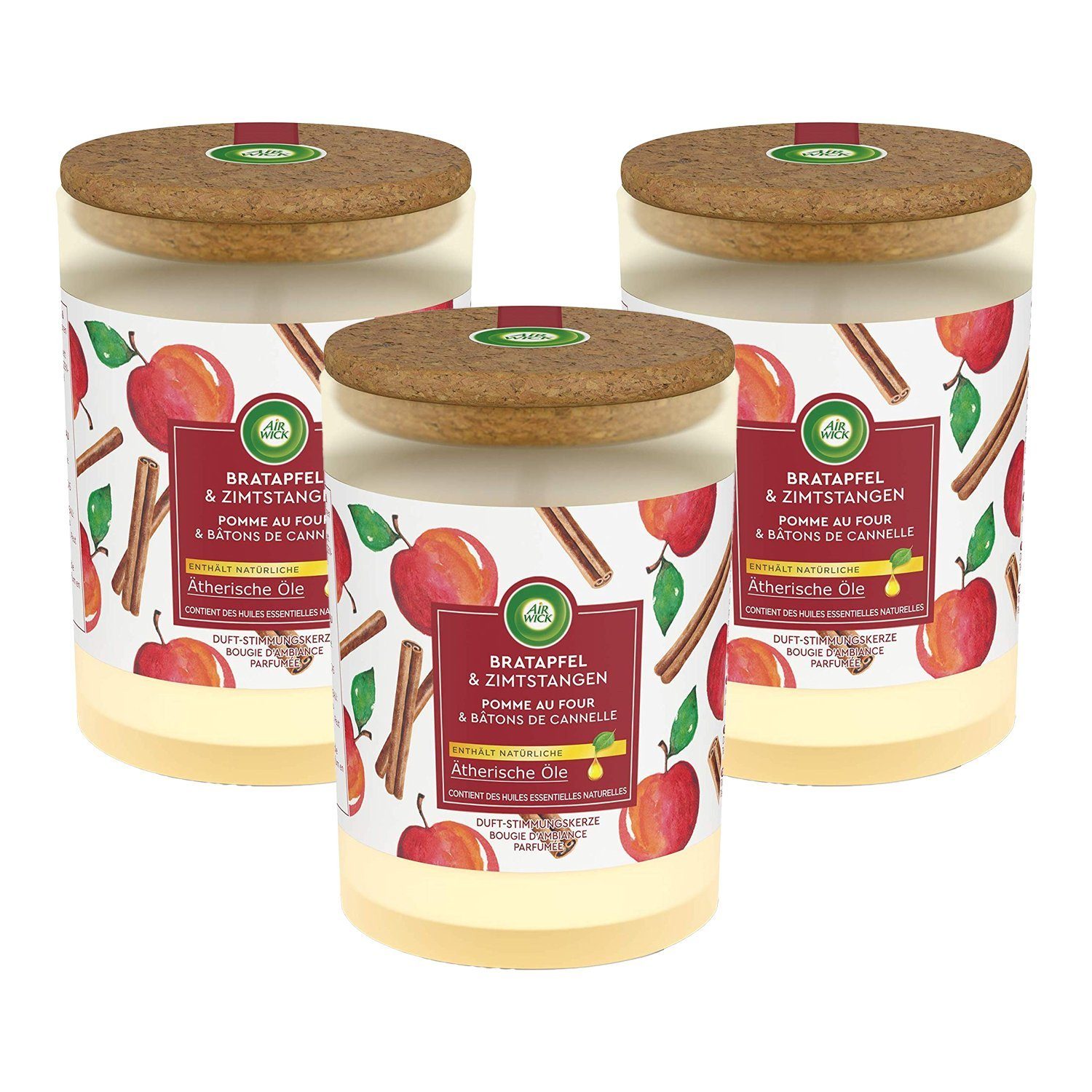 Air Wick Duftkerze 3 x Air Wick Duft Stimmungskerze Bratapfel & Zimtstangen günstig online kaufen