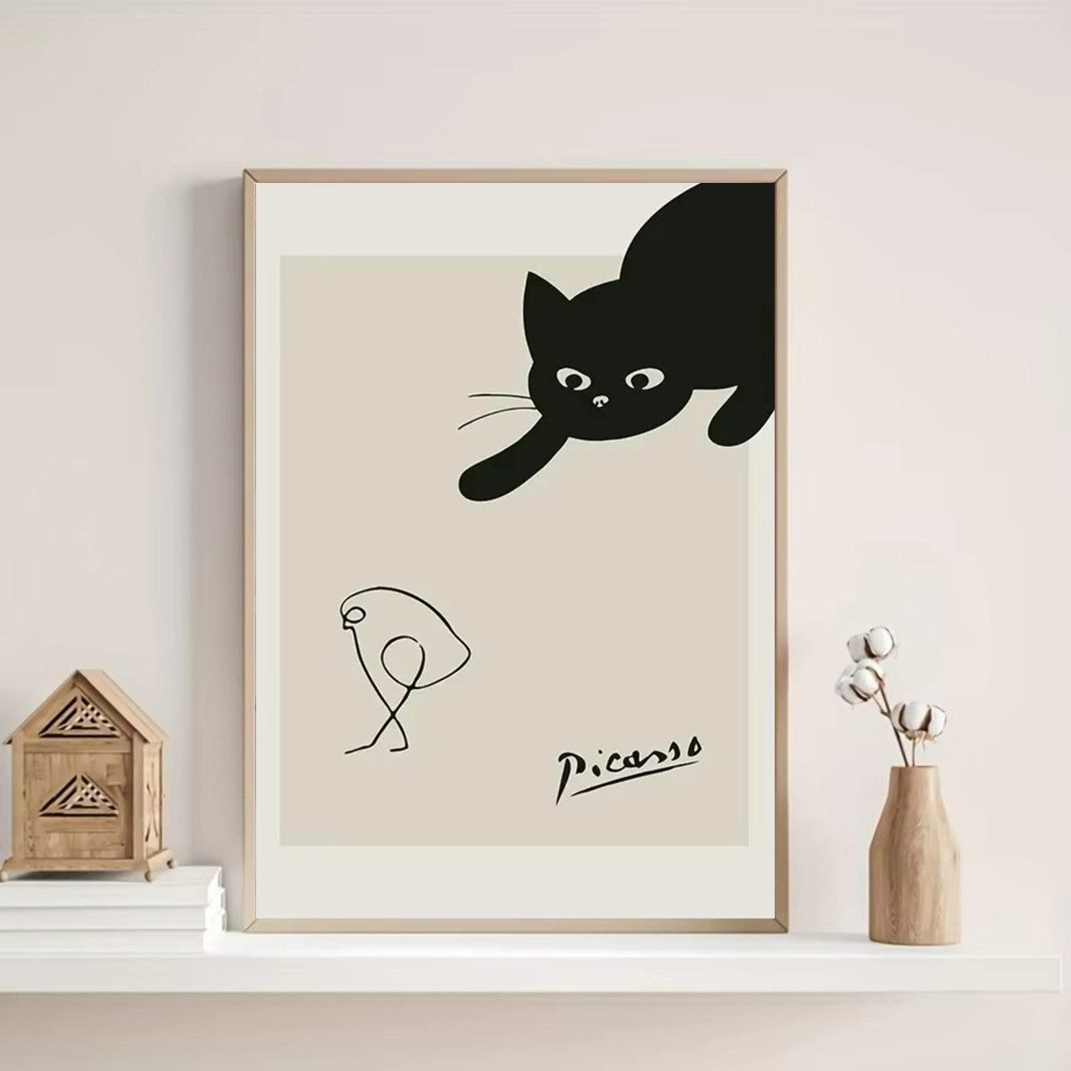 TPFLiving Kunstdruck (OHNE RAHMEN) Poster - Leinwand - Wandbild, Moderne abstrakte Pablo Picasso Ausstellung Schwarz-Weiß-Leinwand (Leinwandbild XXL), Farben: S – Bild 5 von 5
