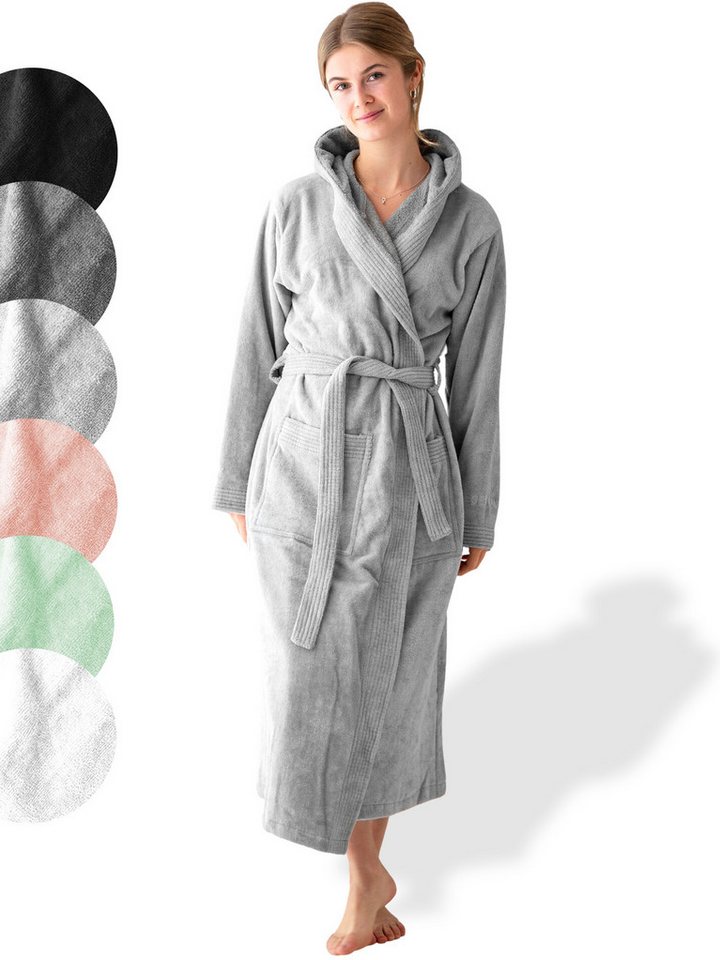 SIEGENTHAL Damenbademantel SIEGENTHAL® Damen Bademantel Frottee Velour Kapuze Weich Wellness Spa, Kapuze, Bindegürtel