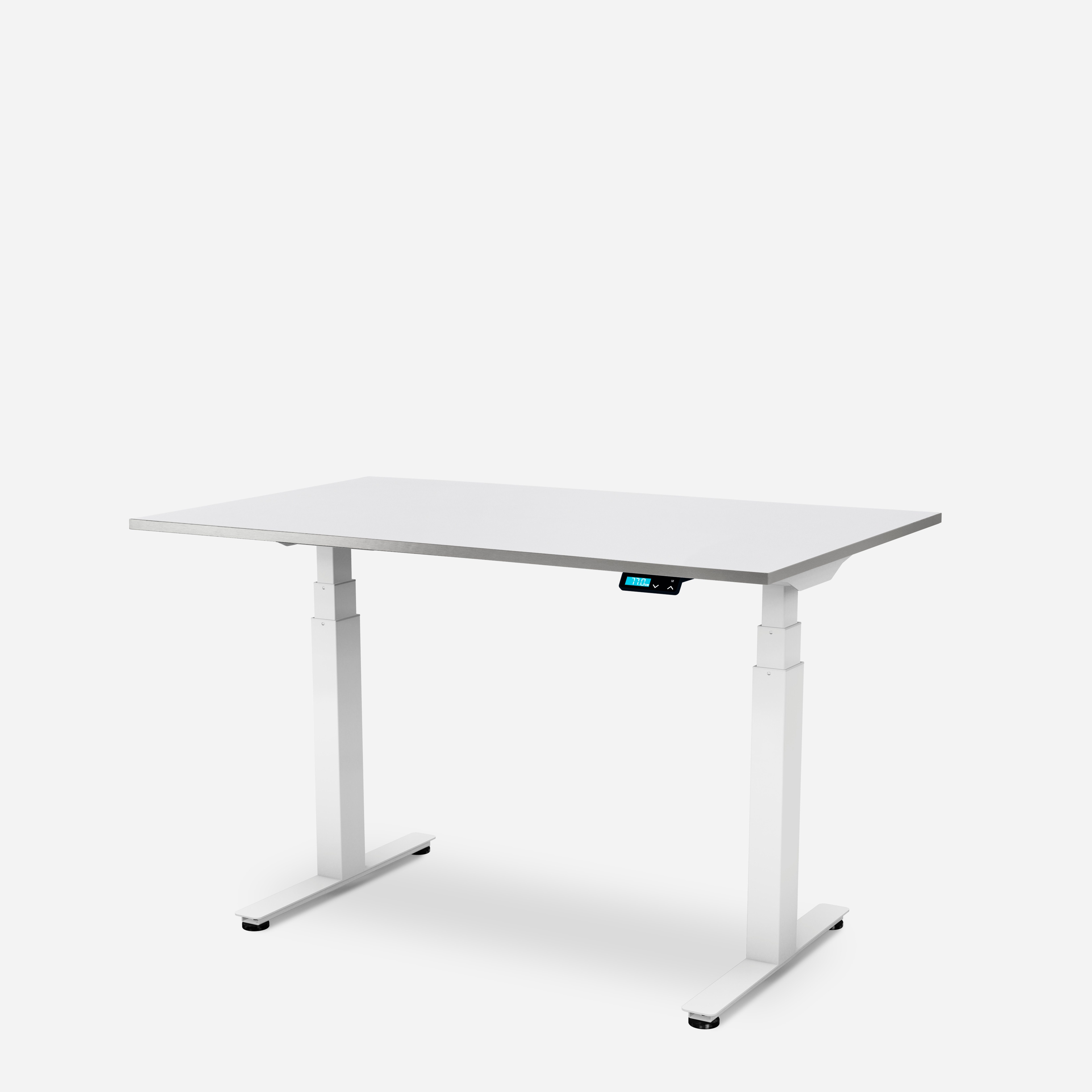 WRK21 Schreibtisch WORK elektrisch grau BOSCH (Premium) weiß/Aluminium | mit Motor höhenverstellbar