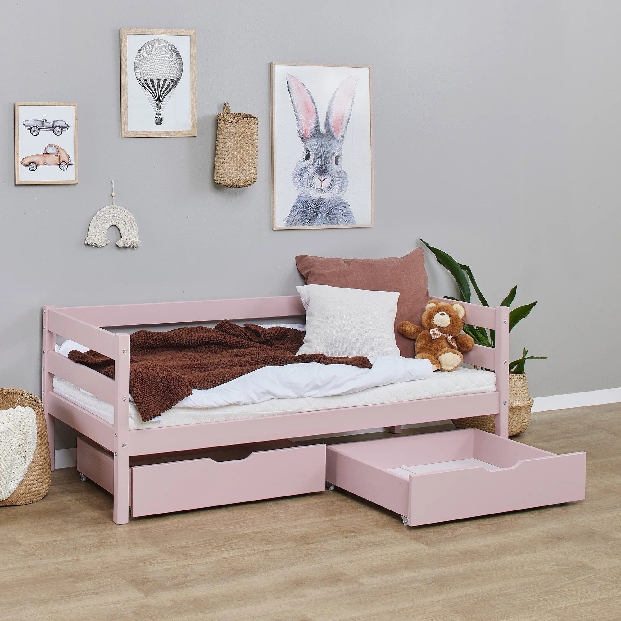 70x160 cm Schubladenset Betten Bettschubkasten Hoppekids Rosa/Pink für