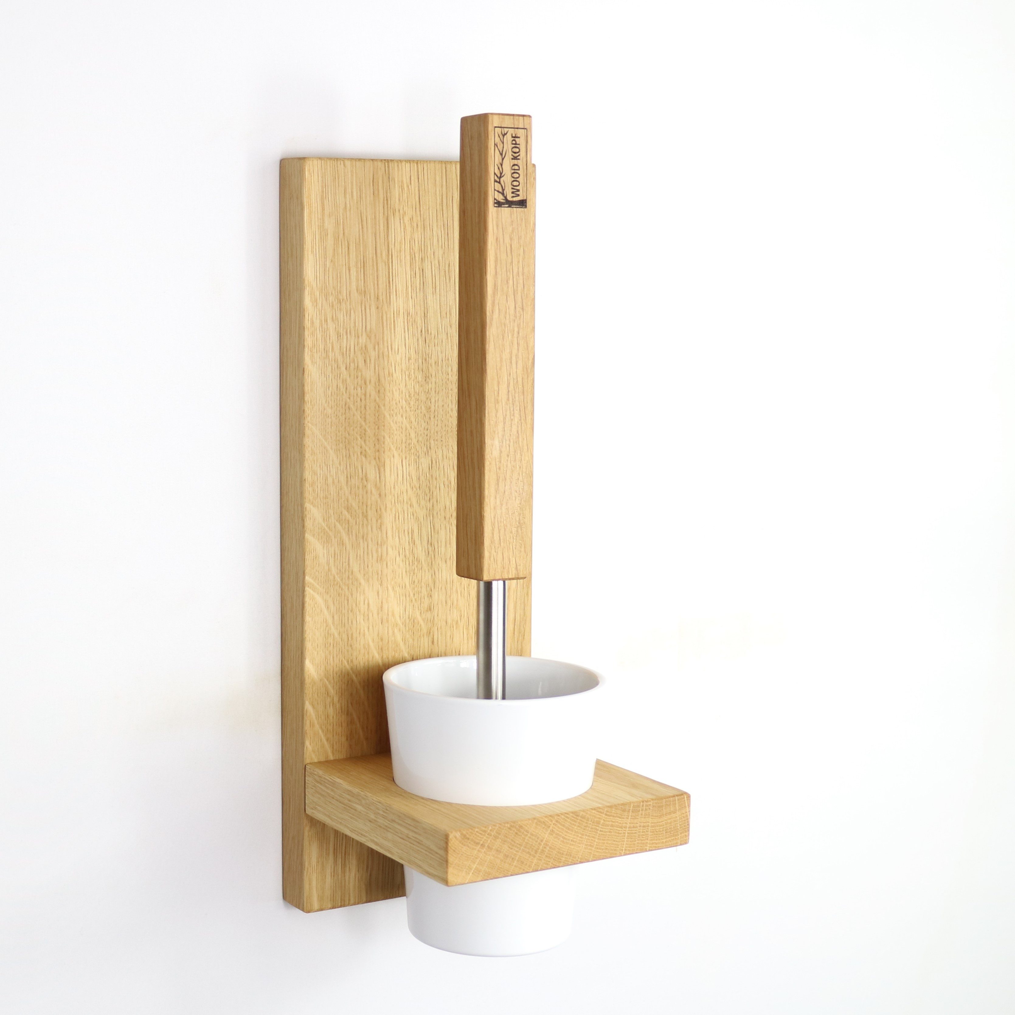 Woodkopf WC-Garnitur Toilettenbürstenhalter LARA aus Holz, WC-Bürstenhalter inkl. WC-Bürste+Stiel, WC-Bürste ist auswechselbar