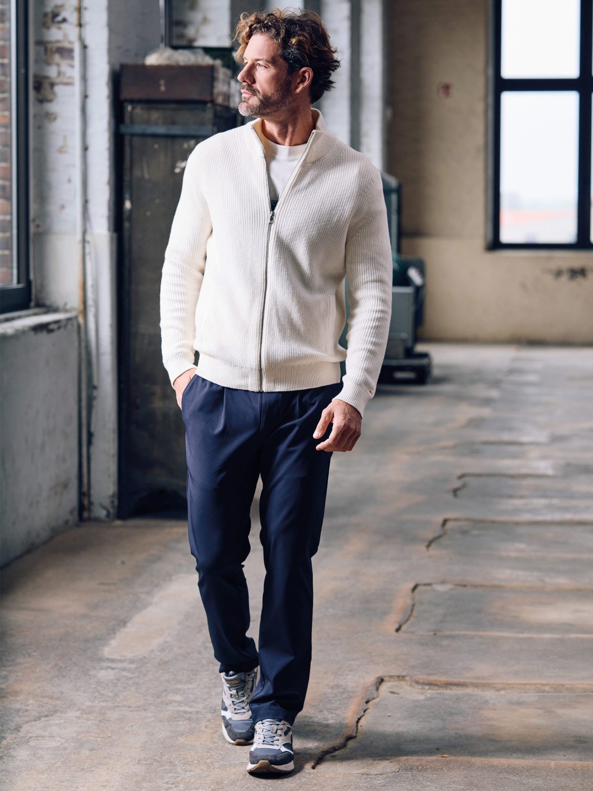 emilio adani Strickjacke Herren Strickjacke, Reinweiss