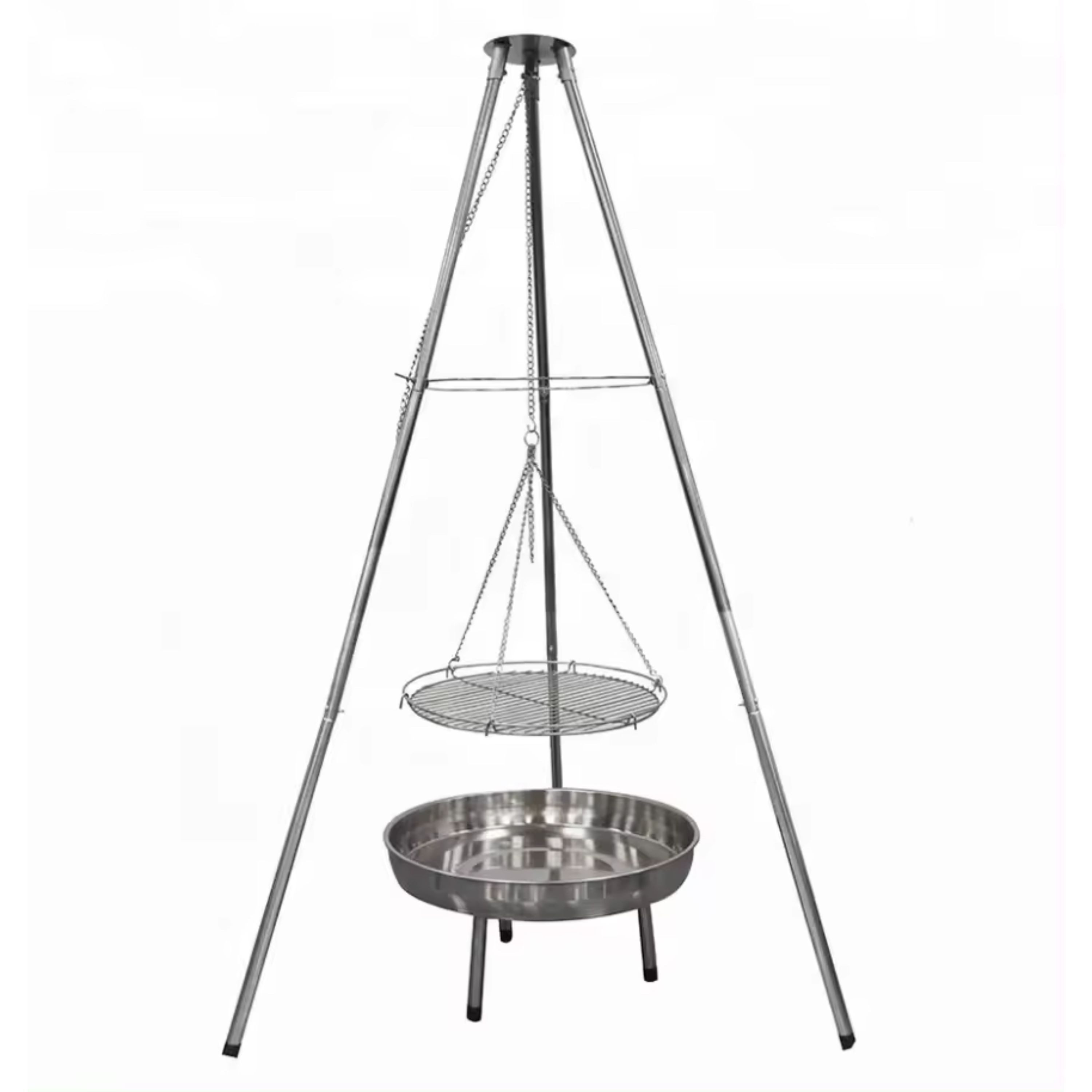 GLÜHZONE Holzkohlegrill HKG 100, Edelstahl Schwenkgrill, Holzkohlegrill mit Feuerschale