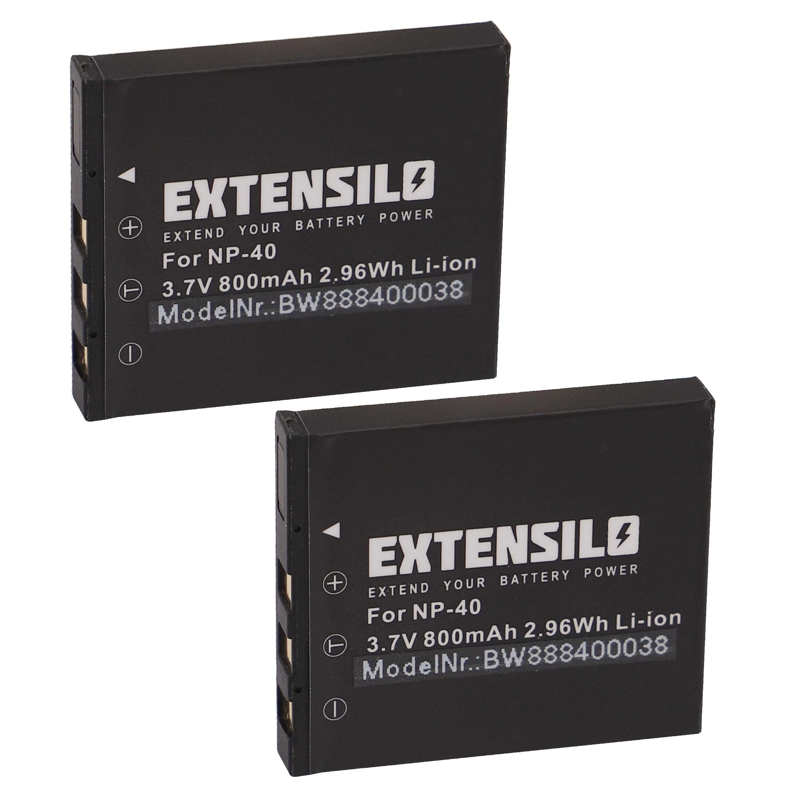 T10, mAh 800 V) SV, X, (3,7 W20, WP, W10, kompatibel mit Pentax Li-Ion WPi Optio Kamera-Akku T20, SVi, Extensilo