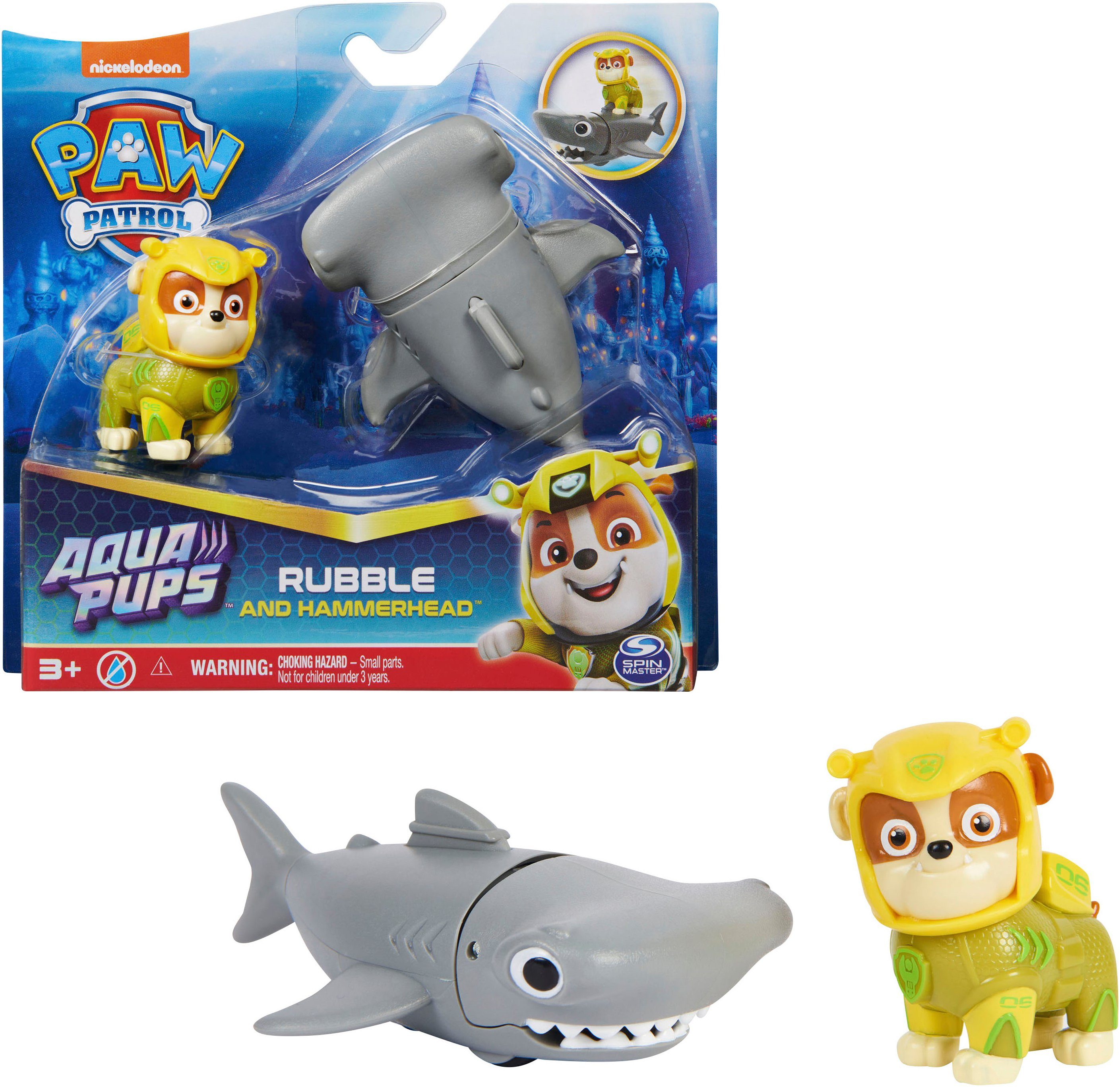 Spin Master Spielfigur Paw Patrol - Aqua Pups - Hero Pups Solid Rubble, (Set)