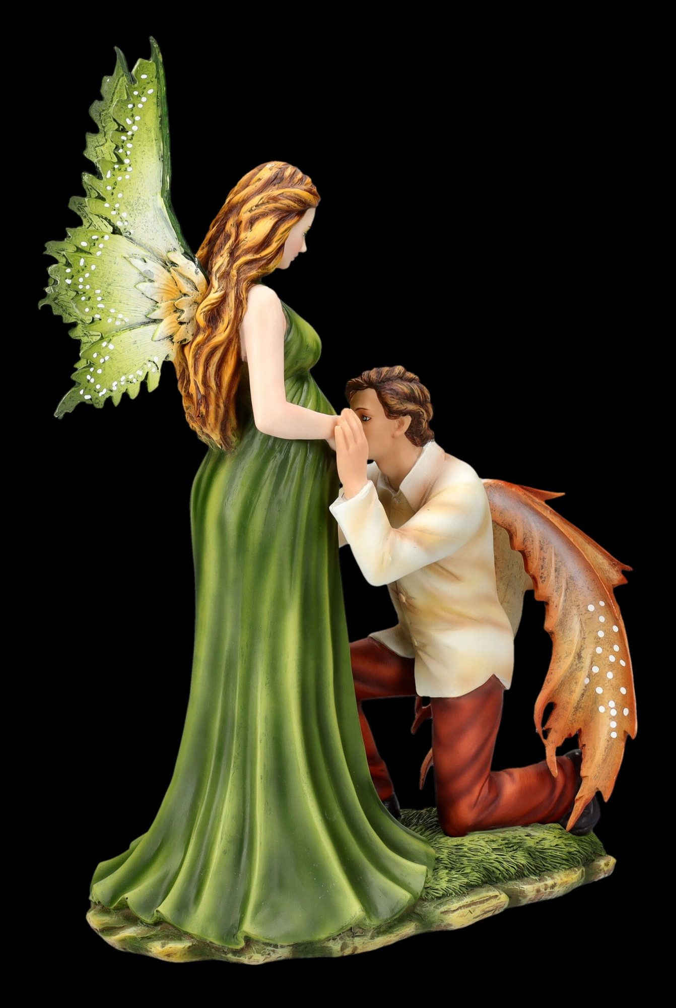 Figuren Shop GmbH Fantasy-Figur Elfen Figur - Mann bewundert Schwangerschaft - Fantasy Fee Dekoration