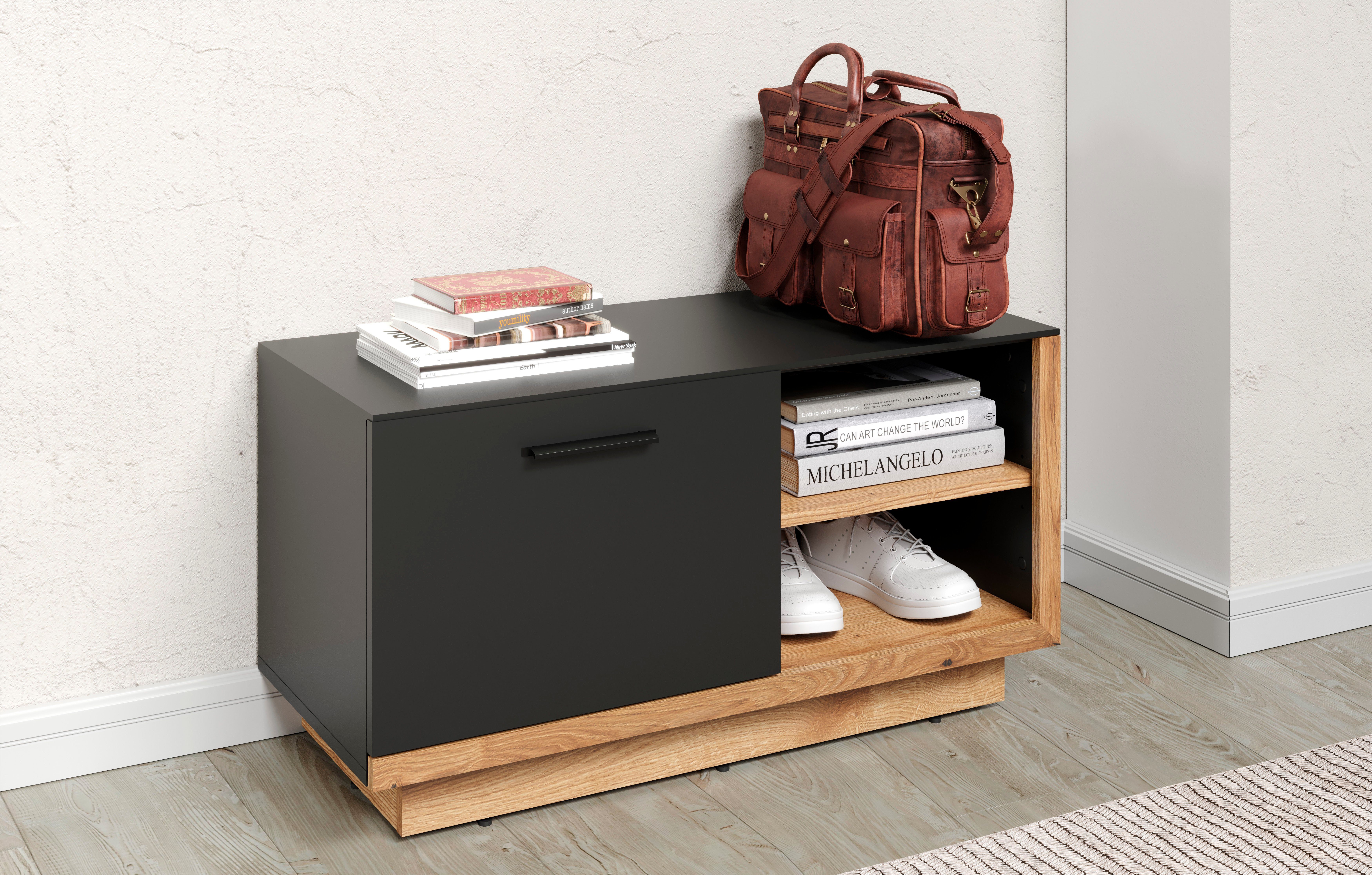 INOSIGN Schuhbank Premont, Elegante Garderobenbank mit 2 offenen Fächern und einer Klappe