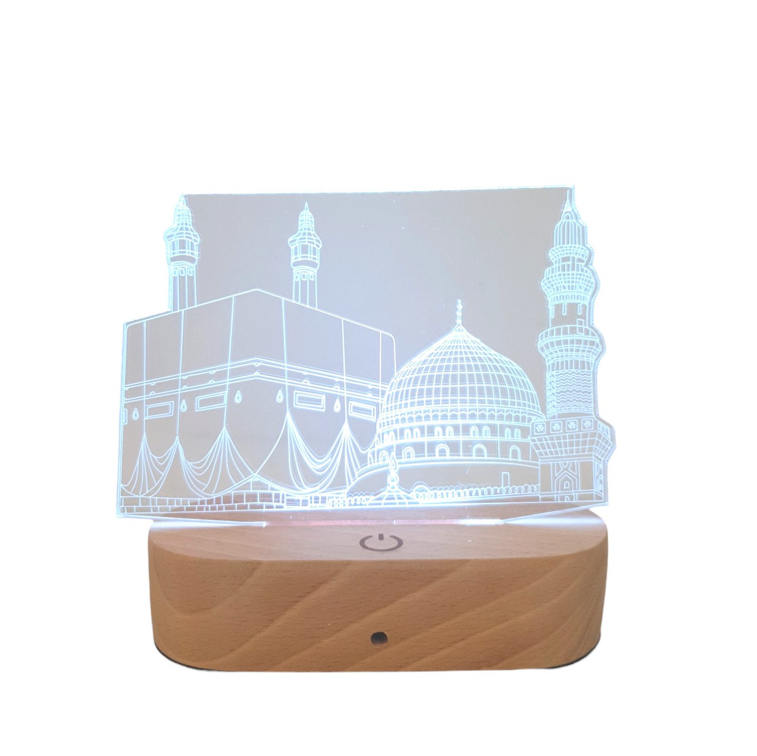 Little Lorien Nachtlicht Islamisches LED-Nachtlicht – Farbwechsel, Holz-Basis & Fernbedienung, LED wechselbar, 16 Farbe