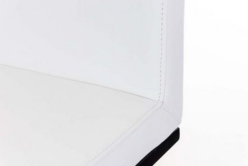 TPFLiving Barhocker Panda (mit Fußstütze - höhenverstellbar - Hocker für Theke & Küche), 360° drehbar - Metall matt schwarz - Sitzfläche: Kunstleder Weiß