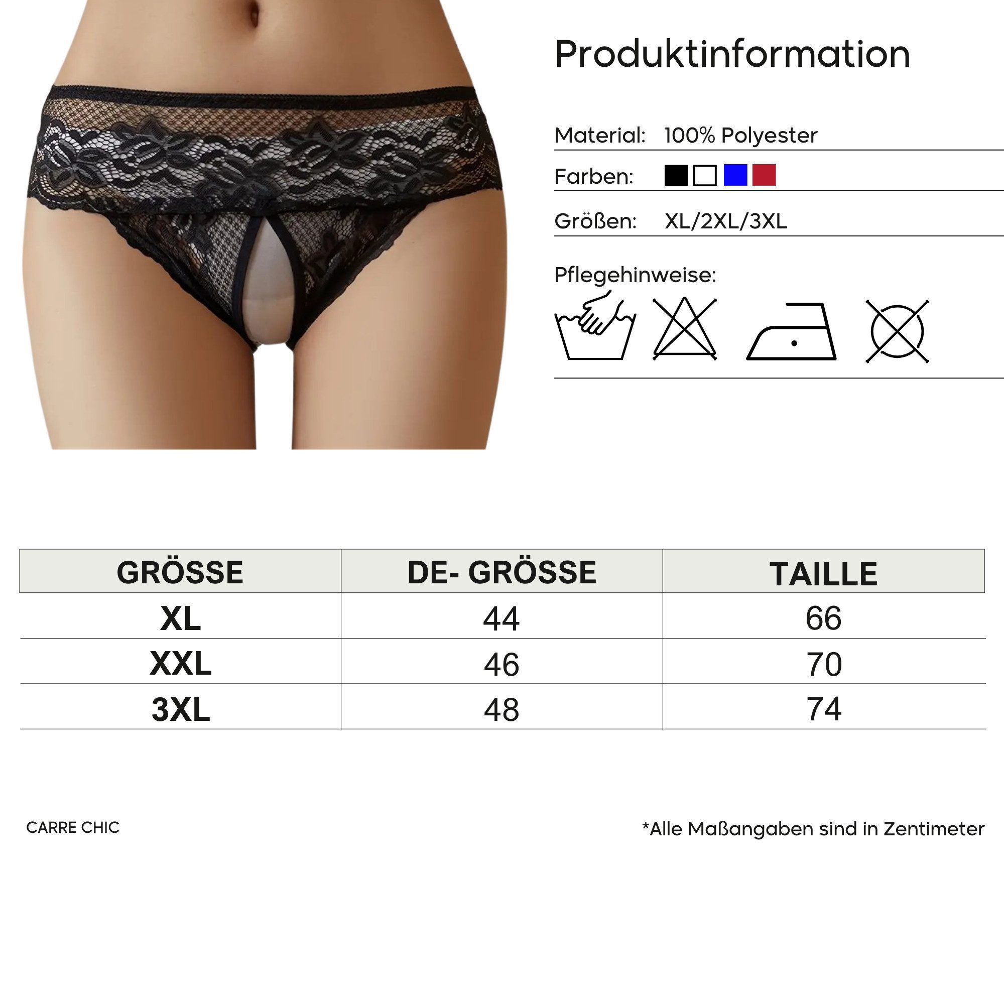 Elegant Love Slip-Ouvert Damenslip Höschen mit offenem Schritt, Spitze-Tanga, Sexy Unterwäsche (3-St) Dessous in Spitzenoptik, Lingerie für Damen