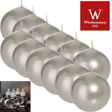 Wiedemann Kerzen Kugelkerze 12er Set Kugelkerzen, Ø 8 cm, Silber lackiert (12-tlg), RAL Qualität - Rauch- und Rußarmes Abbrennen