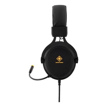DELTACO Gamer Headset Over Ear Kopfhörer LED Mikro 3,5mm + USB Headset (außenstehendes Mikrofon, inkl. 5 Jahre Herstellergarantie)