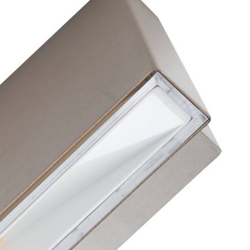 Lindby LED Außen-Wandleuchte Dilvana, LED-Leuchtmittel fest verbaut, warmweiß, Modern, Edelstahl, Kunststoff, edelstahl, 2 flammig, inkl.
