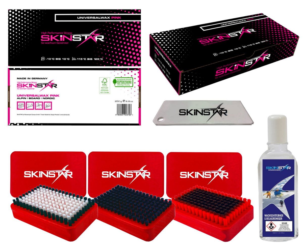SkinStar Ski SkinStar Starter Set 6-teilig, 3 x Bürsten, Abziehklinge