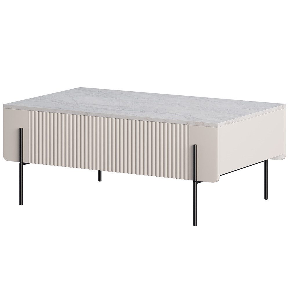 Lomadox Wohnzimmer-Set MEAFORD-141, (Mega-Spar-Set, 3-St., Kommoden Couchtisch), Kaschmir, Rillenfront, griffloses Design, schwebend