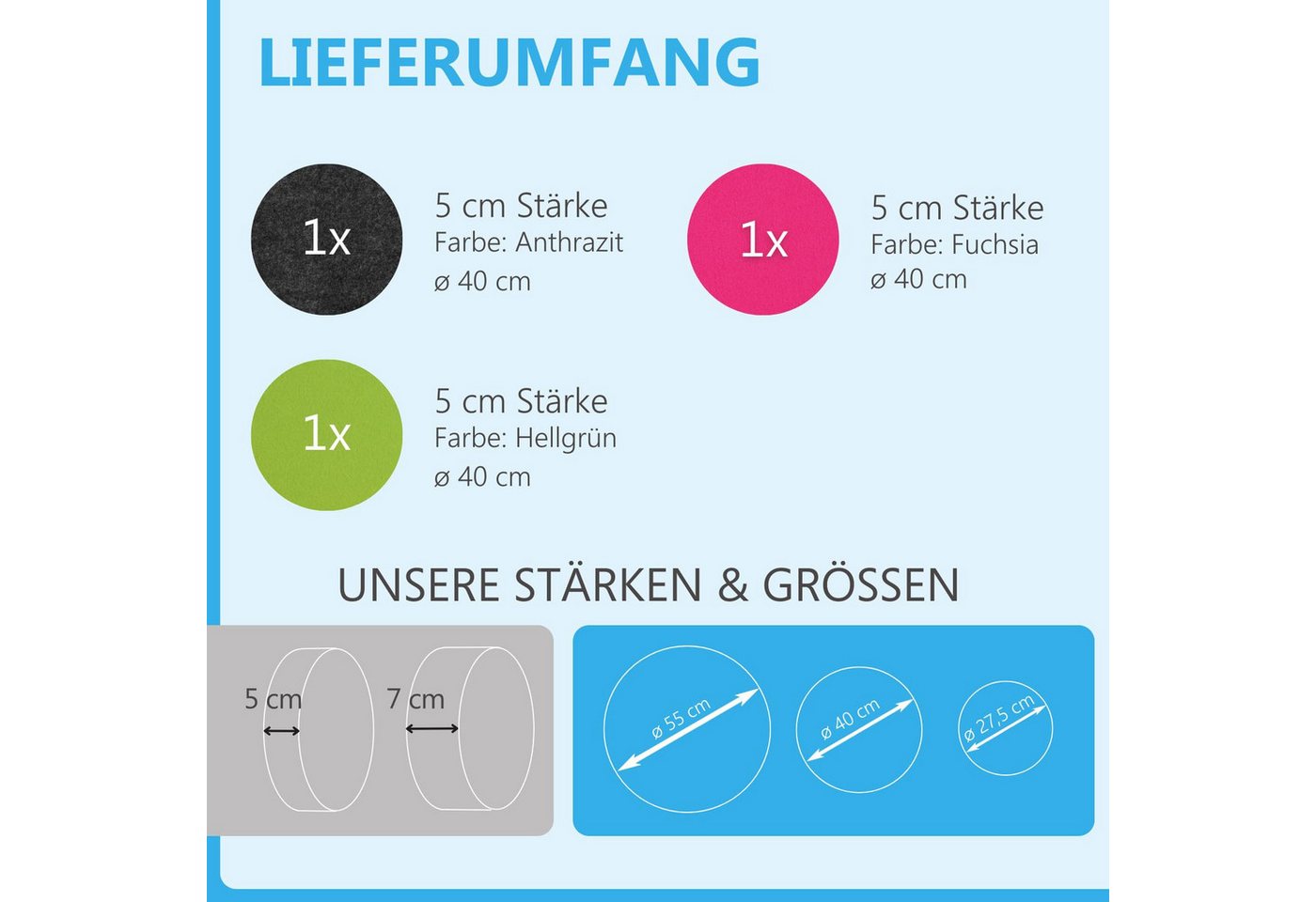 Thumbnail - platino24 Wandpaneel 3 Akustik Schallabsorber aus Basotect ® G+ / Kreis Ø 40 cm Multicolore